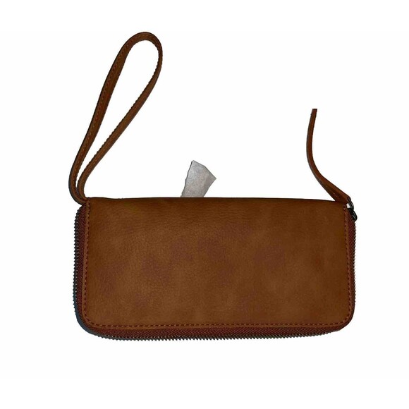 NEW Free People Brown Distressed Vegan Leather Wallet Wristlet - Picture 4 of 8